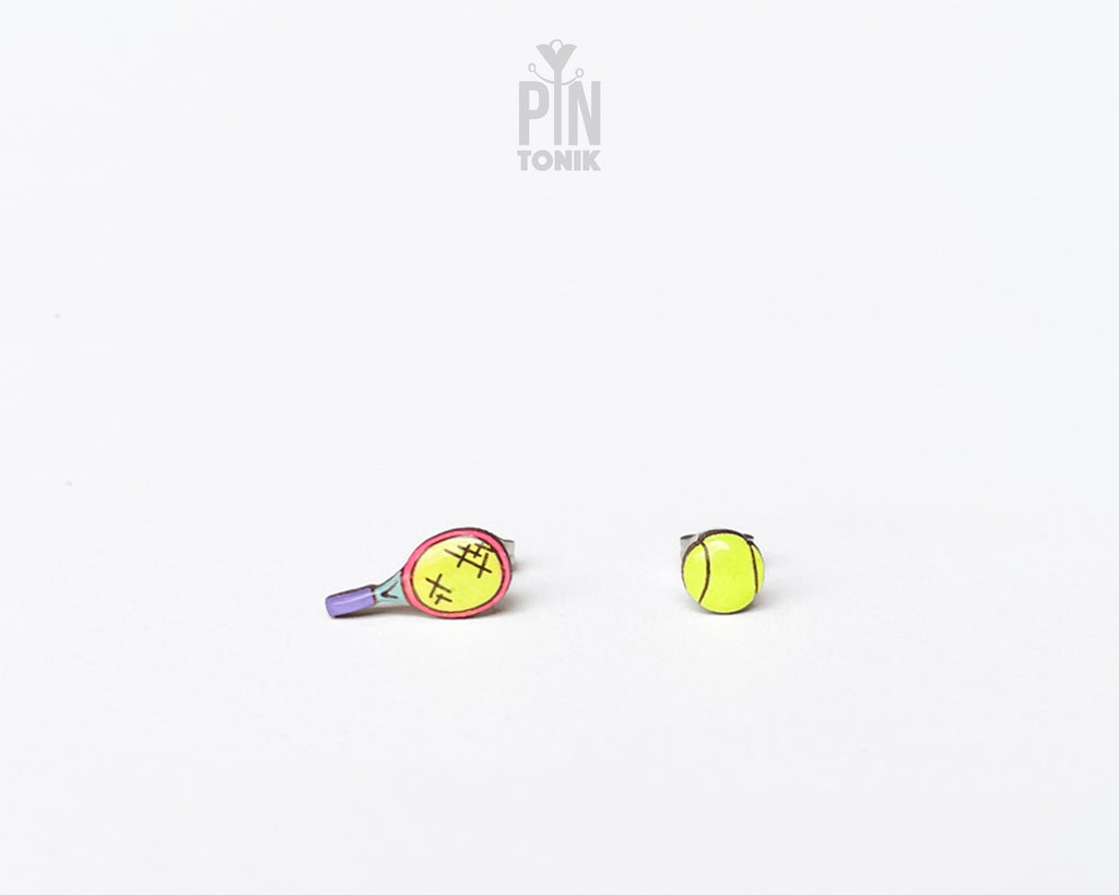 Boucles d'oreilles clous raquette de tennis
