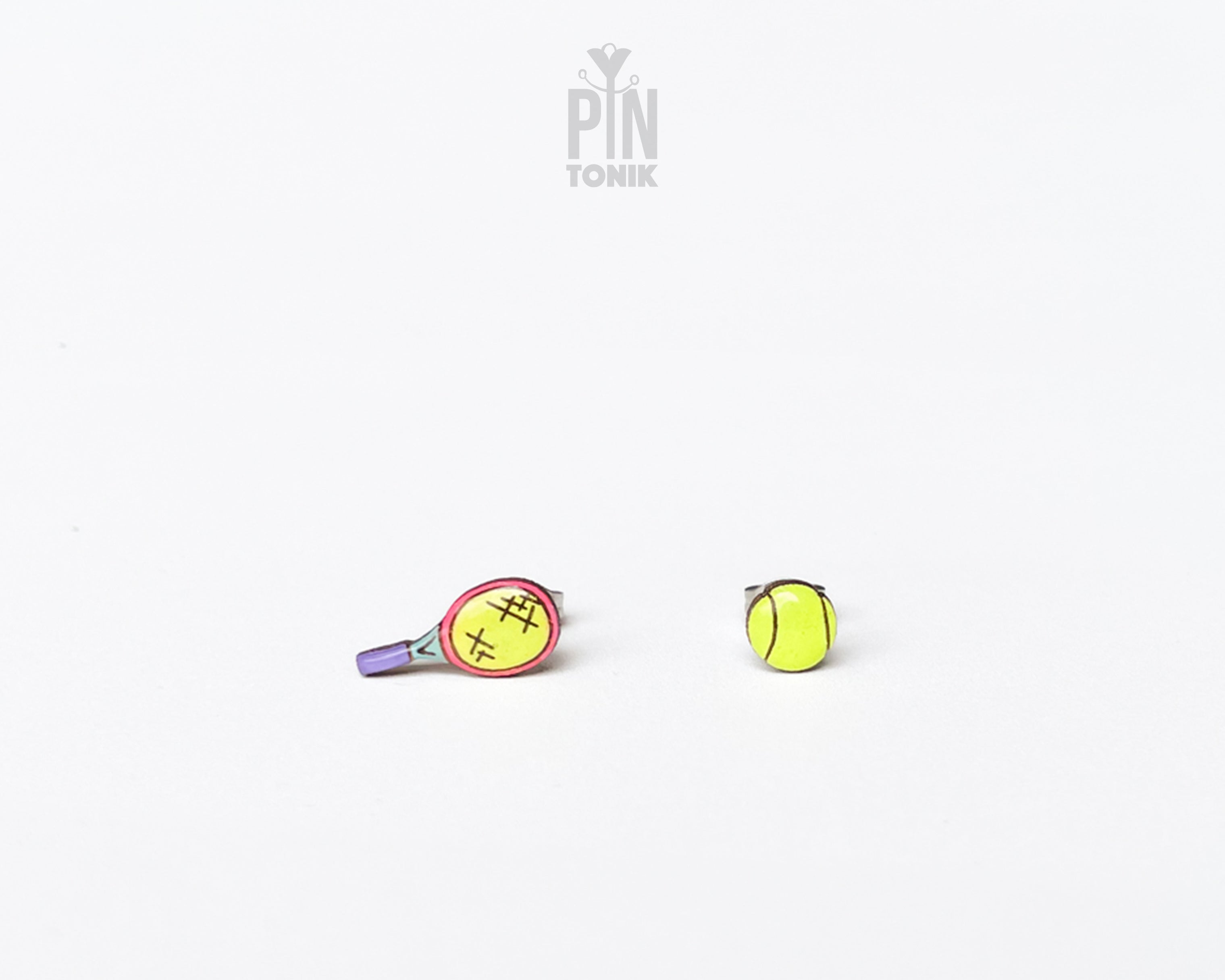 Boucles d'oreilles clous raquette de tennis