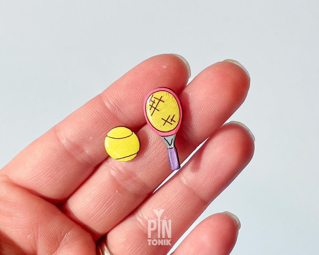 Tennis Racket & Ball Pin Set