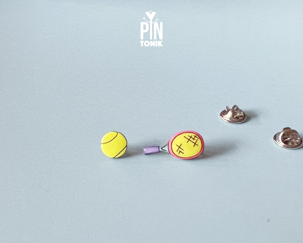 Tennis Racket & Ball Pin Set