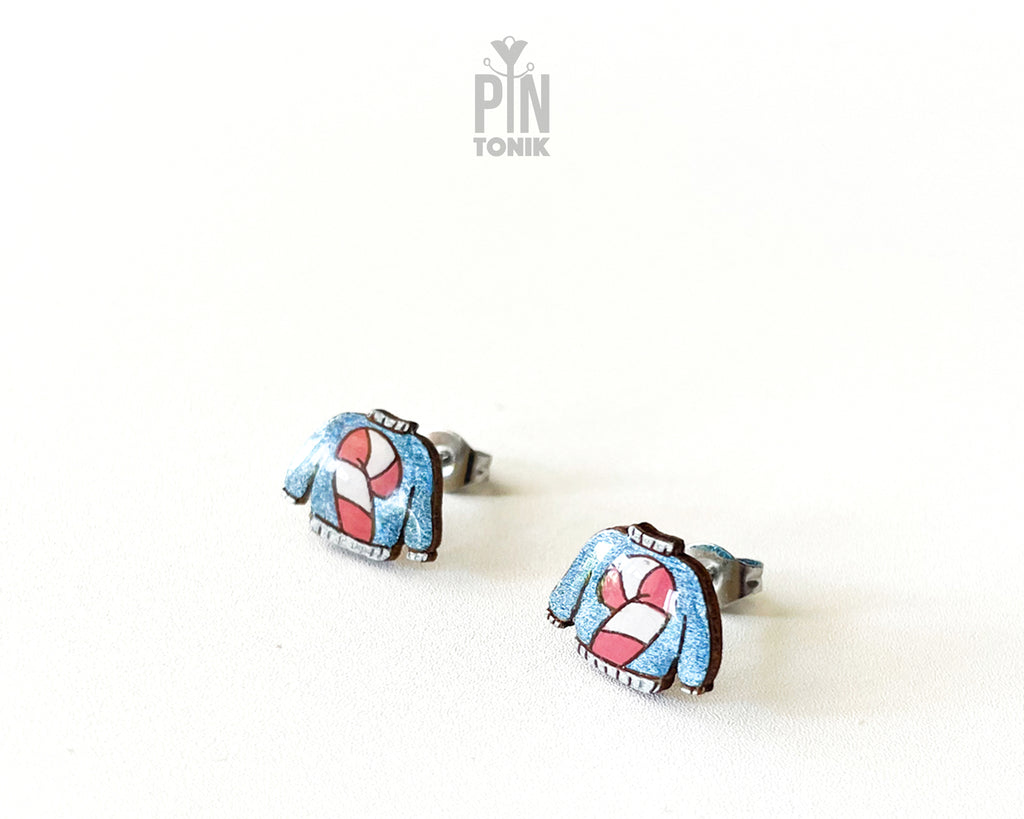 Candy Cane Sweater Studs
