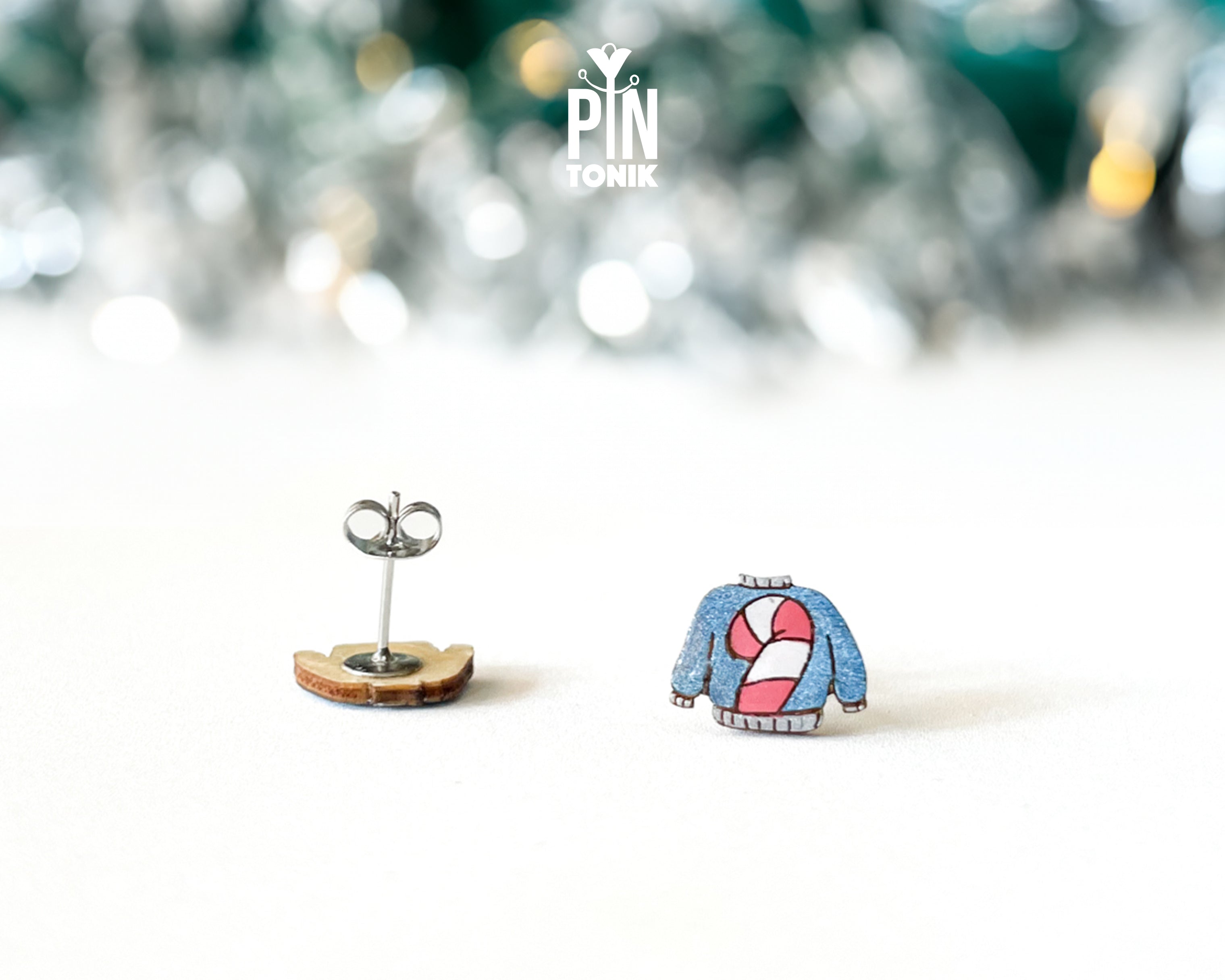 Candy Cane Sweater Studs