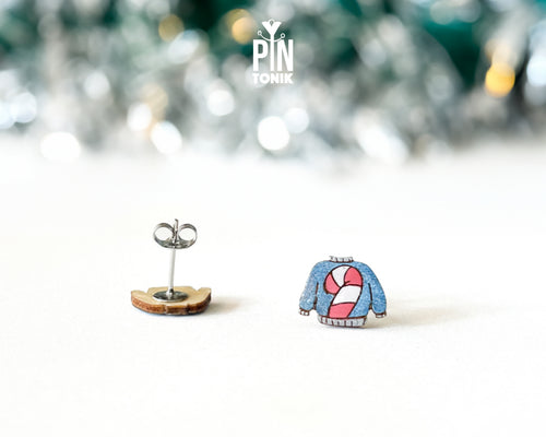 Candy Cane Sweater Studs