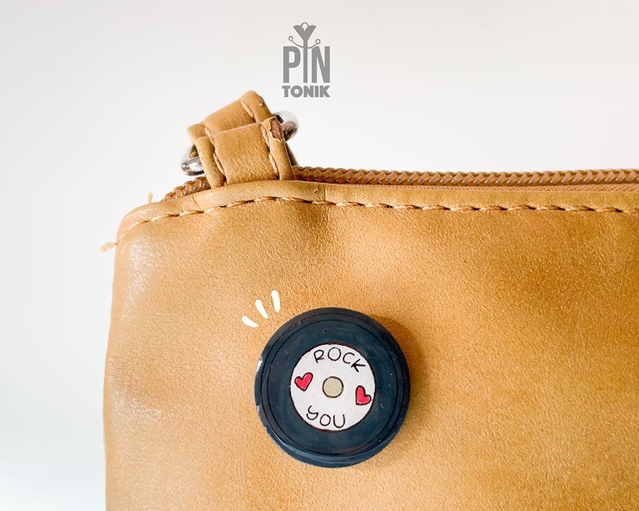 Vinyl Record "Rock You" Pin