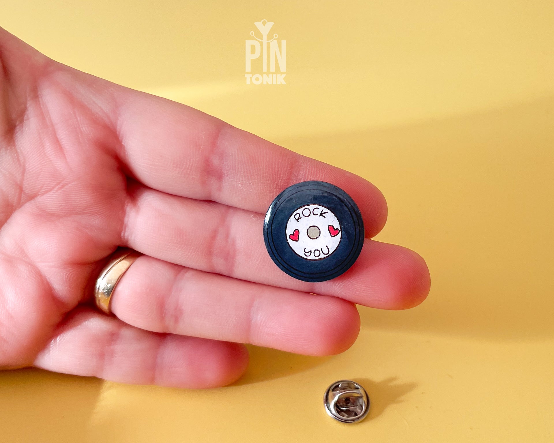 Vinyl Record "Rock You" Pin