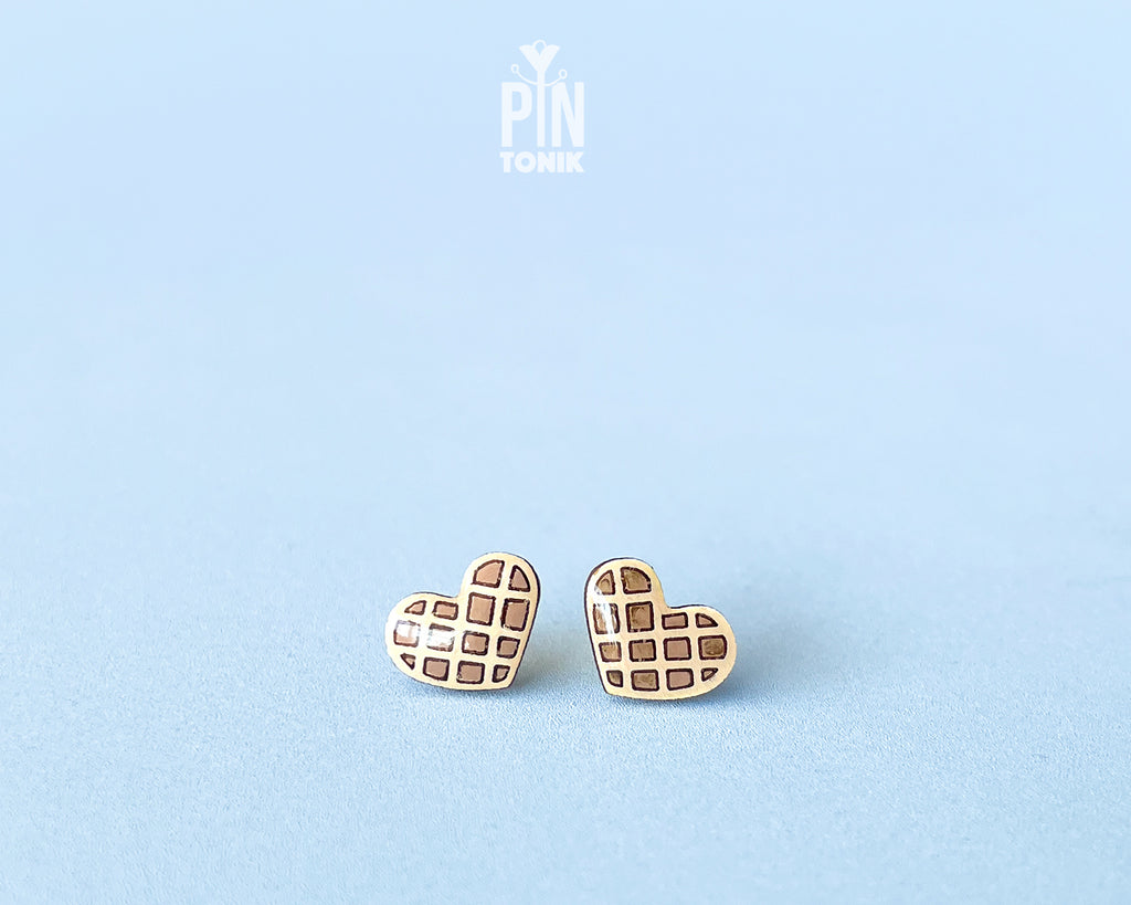 Boucles d'oreilles clous Gaufre Cœur