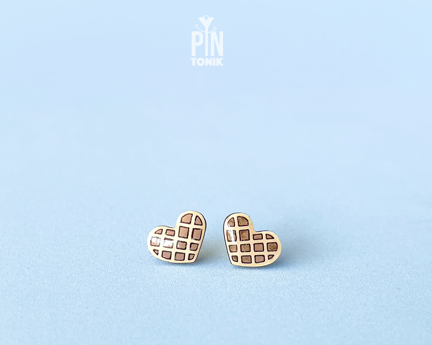 Boucles d'oreilles clous Gaufre Cœur