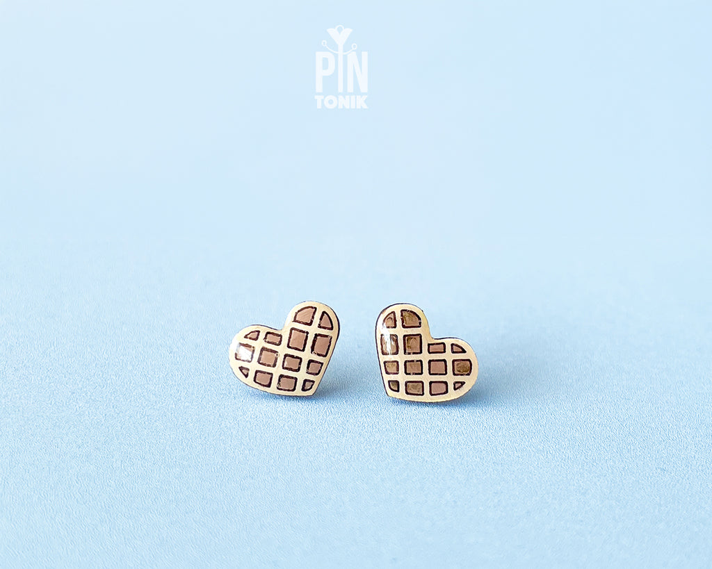 Boucles d'oreilles clous Gaufre Cœur