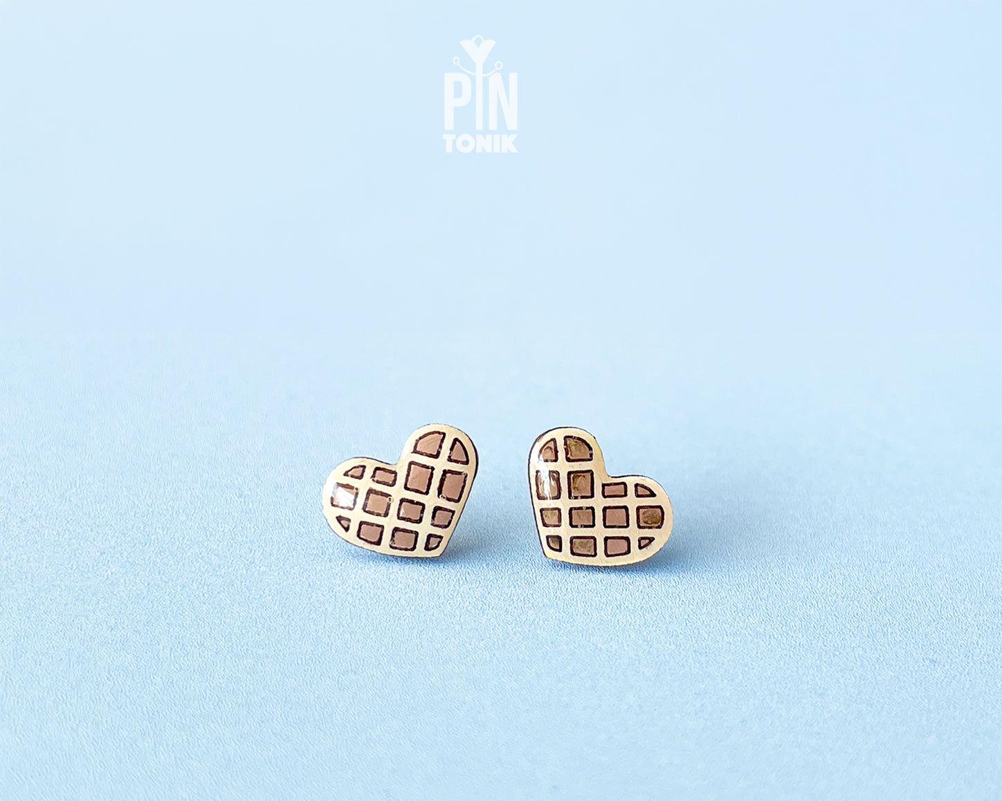Boucles d'oreilles clous Gaufre Cœur