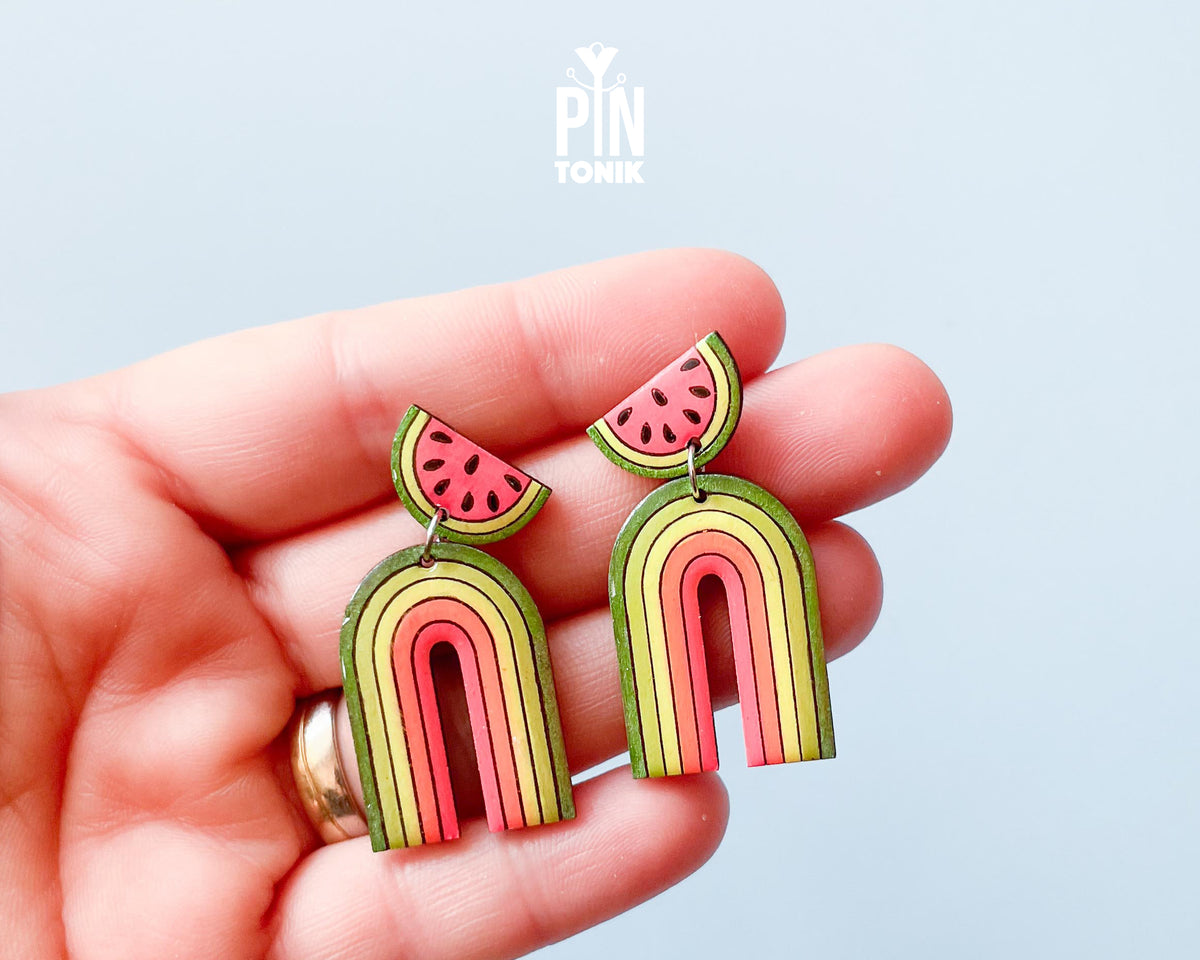 Watermelon Rainbow Dangle Earrings