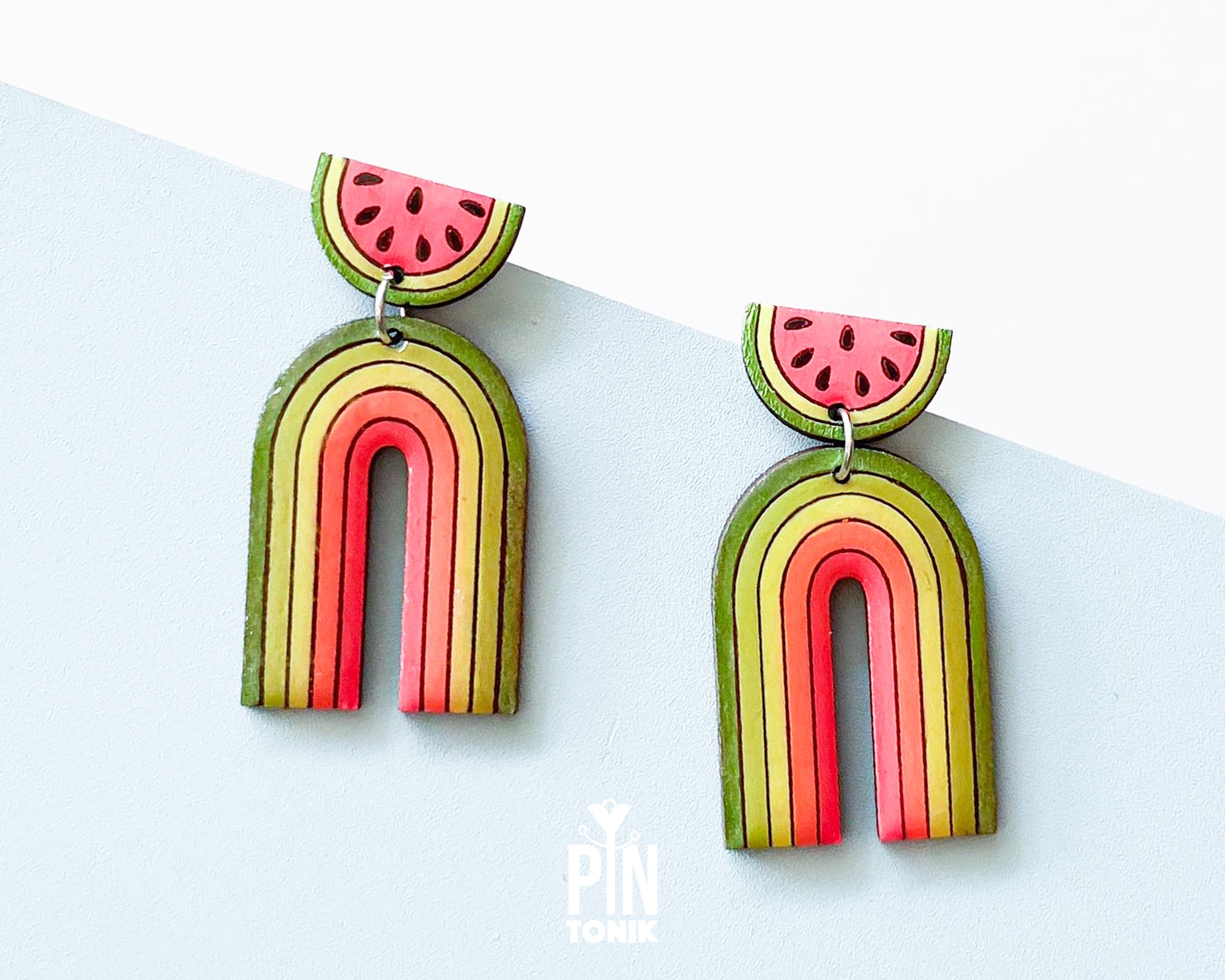 Watermelon Rainbow Dangle Earrings