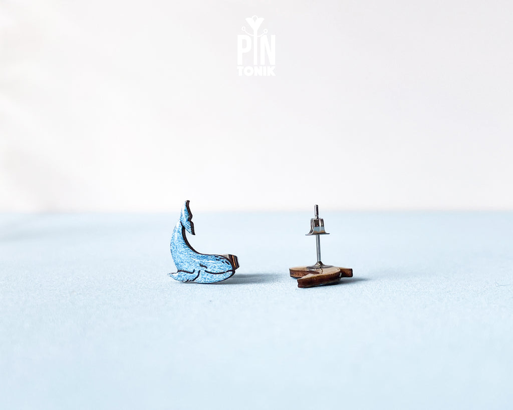 Blue Whale Stud Earrings