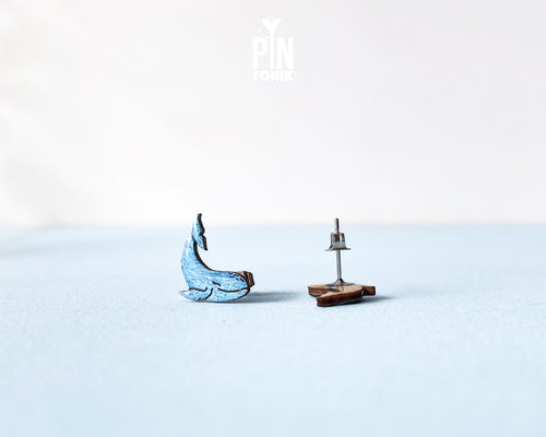 Blue Whale Stud Earrings