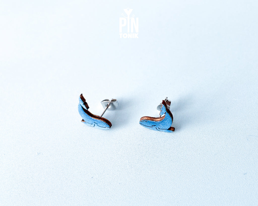 Blue Whale Stud Earrings
