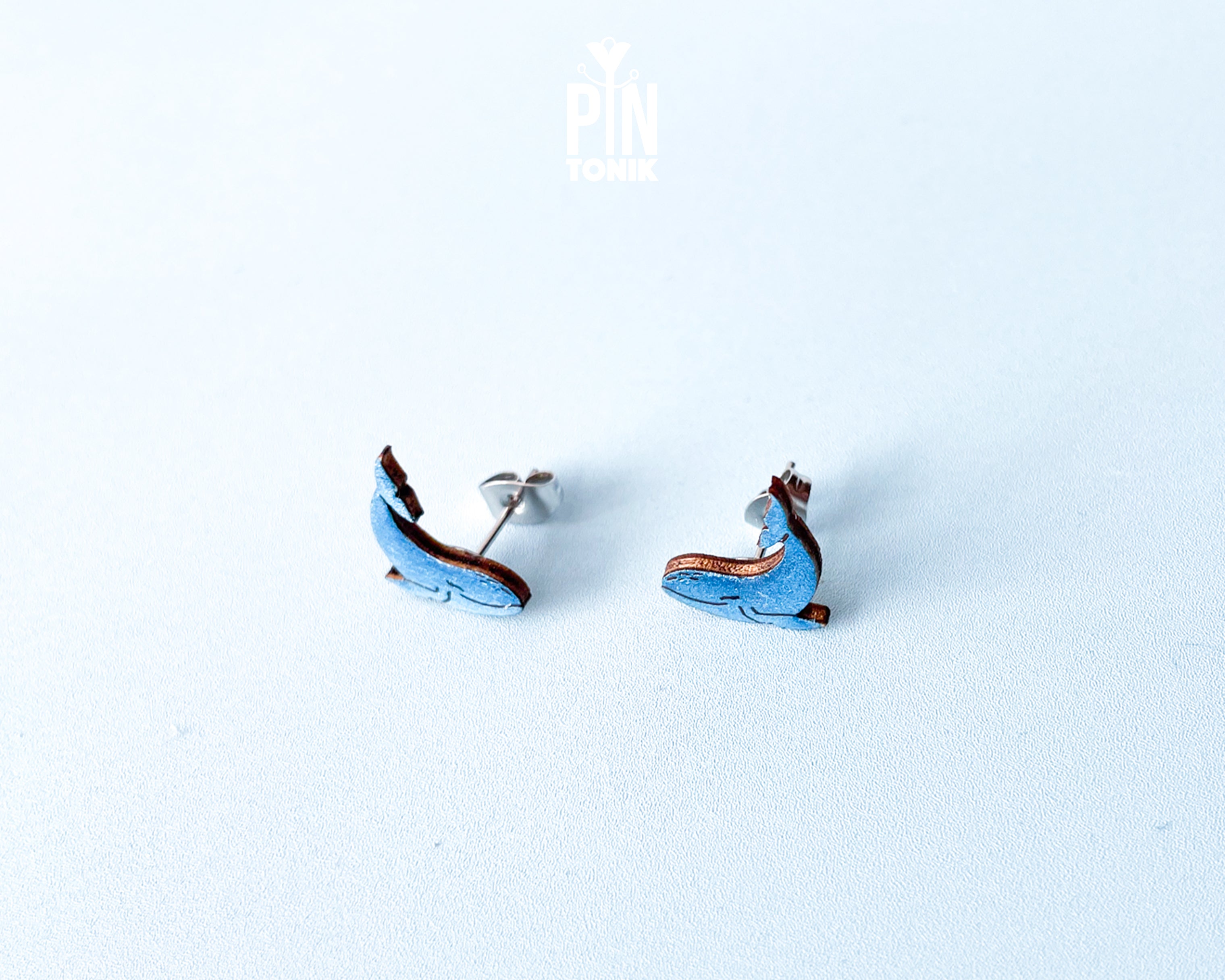 Blue Whale Stud Earrings