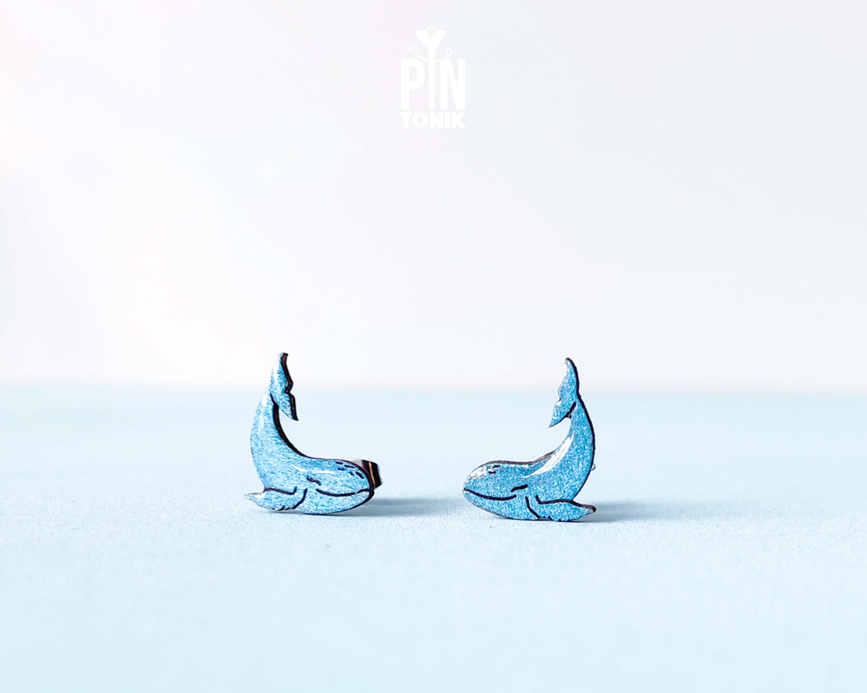Blue Whale Stud Earrings