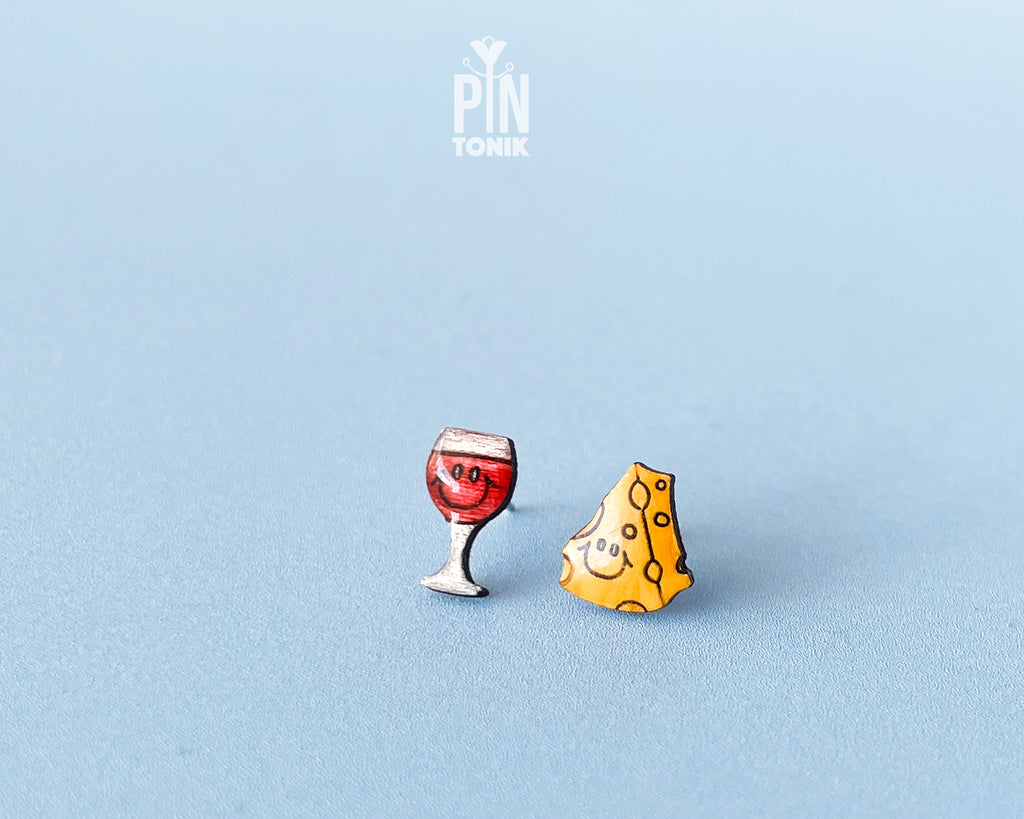 Wine & Cheese Stud Earrings
