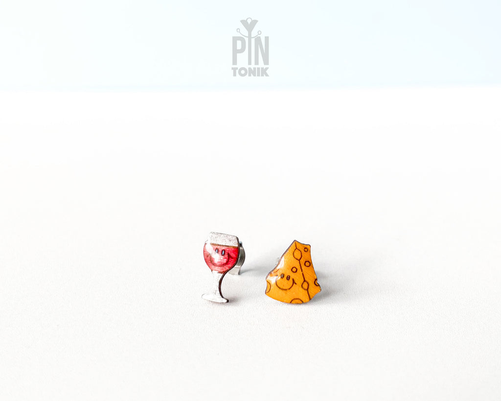 Wine & Cheese Stud Earrings