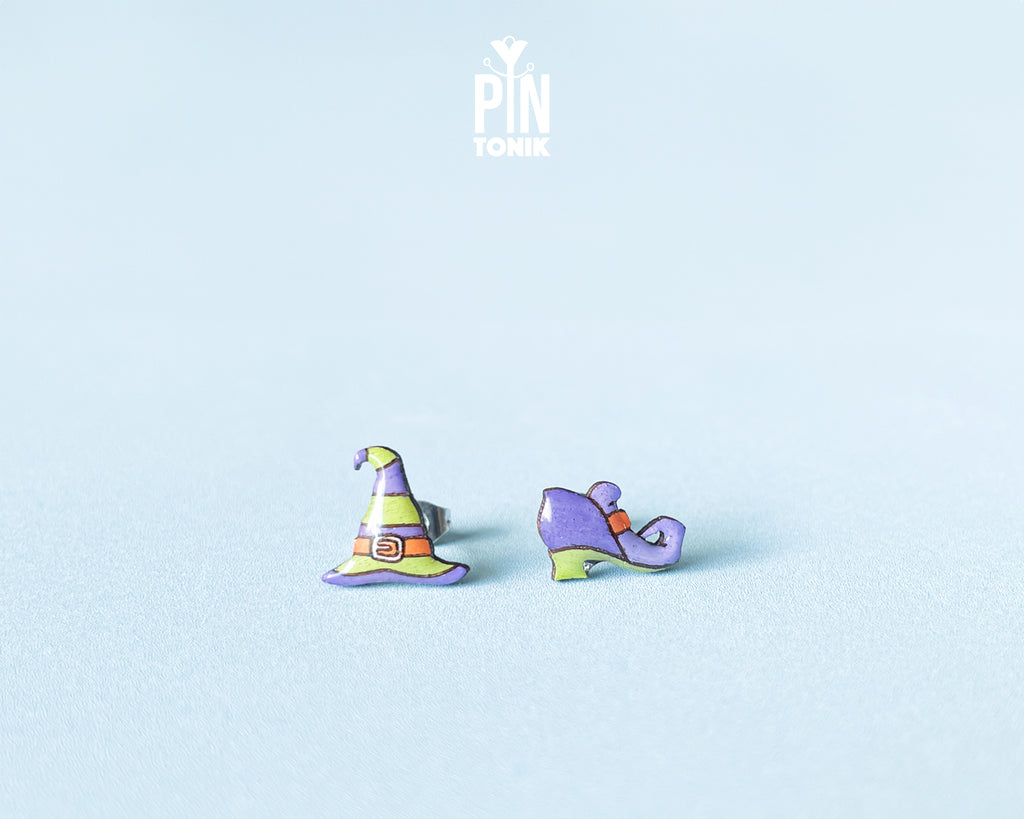 Mismatched Witch Hat & Shoe Studs