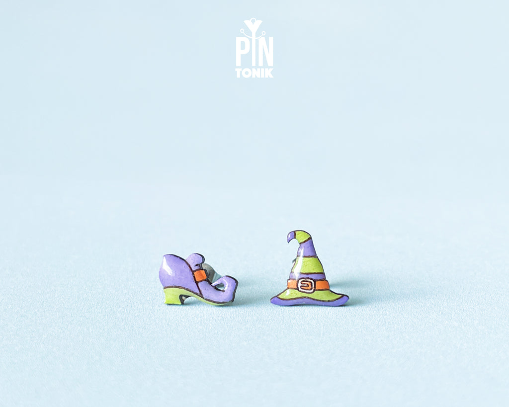 Mismatched Witch Hat & Shoe Studs