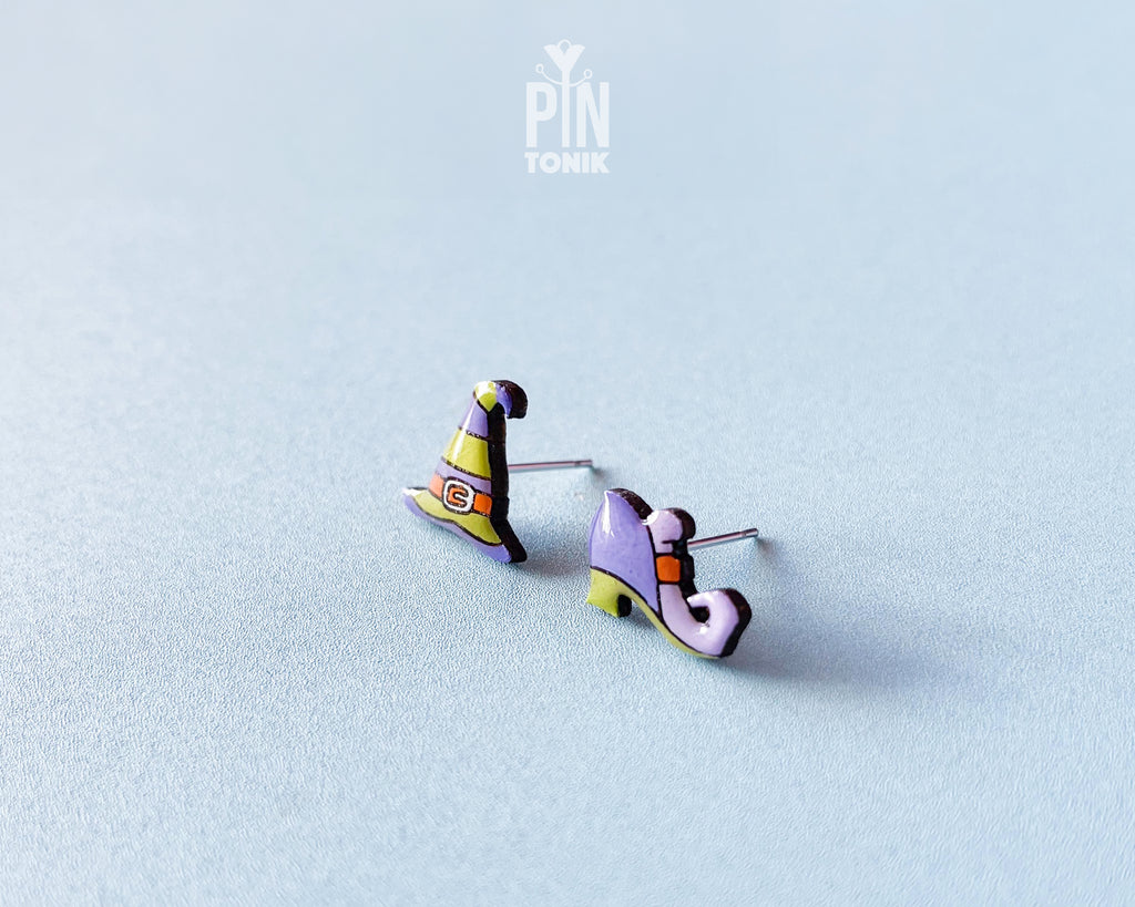 Mismatched Witch Hat & Shoe Studs