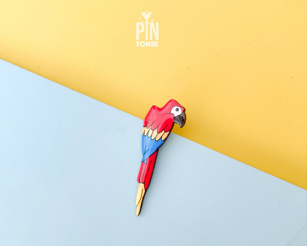 Ara Parrot Wooden Pin